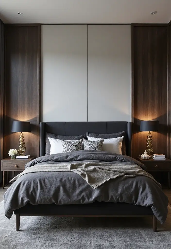 28 Dark Wood Headboard Bedroom Decor Ideas for a Luxurious Touch - 2. The Sleek Modern Headboard