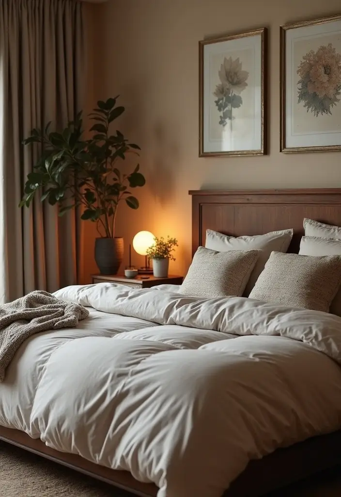 28 Dark Wood Headboard Bedroom Decor Ideas for a Luxurious Touch - 25. Dark Wood Headboard with Subtle Patterns