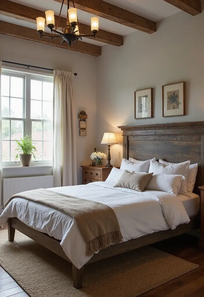 28 Dark Wood Headboard Bedroom Decor Ideas for a Luxurious Touch - 5. The Farmhouse Chic Headboard