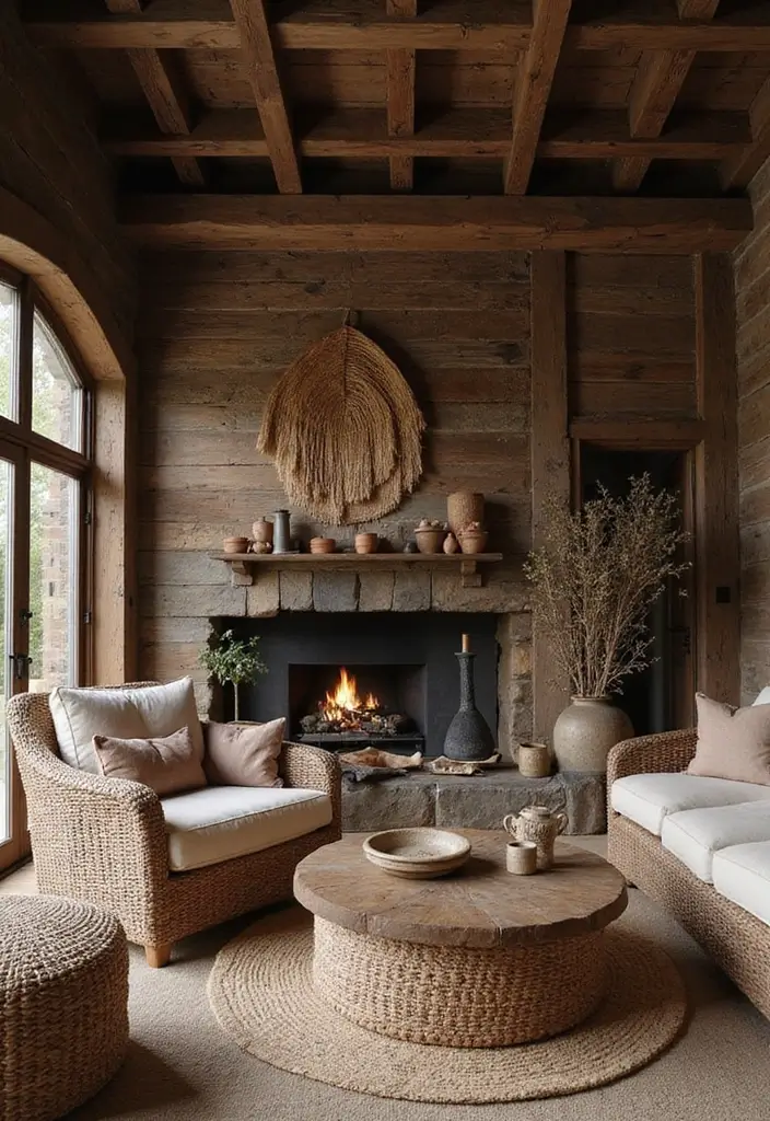 28 Dark Wood Living Room Decor Ideas That Feel Inviting - 21. Embracing the Rustic Look