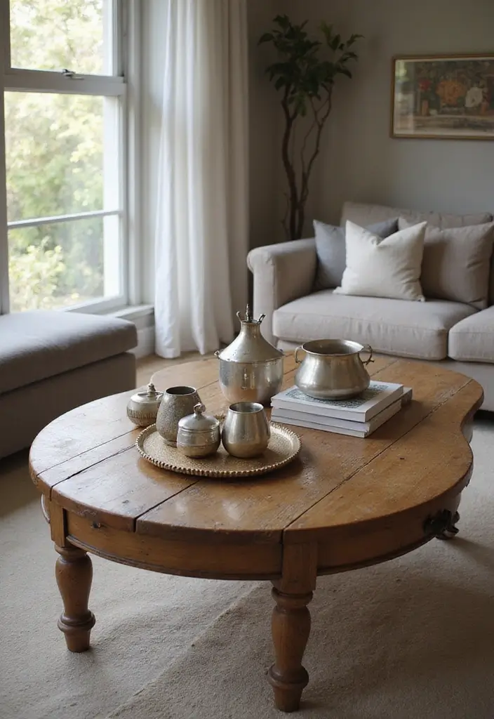 28 Silver and Wood Living Room Decor Ideas for Elegant Contrast 1 28 Silver and Wood Living Room Decor Ideas for Elegant Contrast - 1. Rustic Wooden Coffee Tables with Silver Accents
