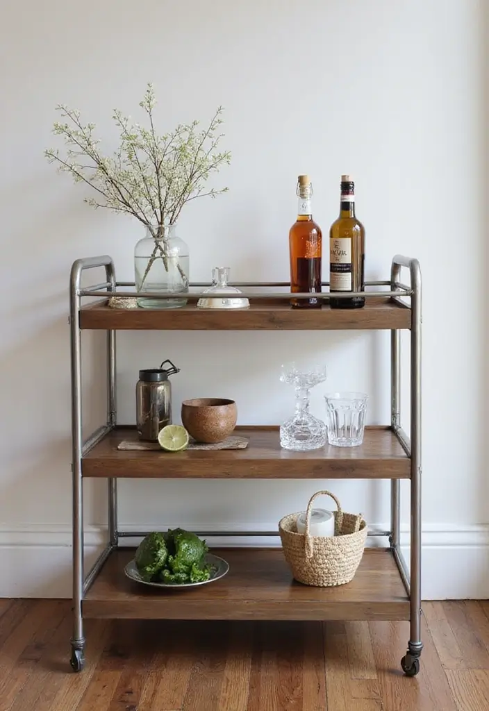 28 Silver and Wood Living Room Decor Ideas for Elegant Contrast 63 28 Silver and Wood Living Room Decor Ideas for Elegant Contrast - 19. Silver Bar Carts with Wooden Details