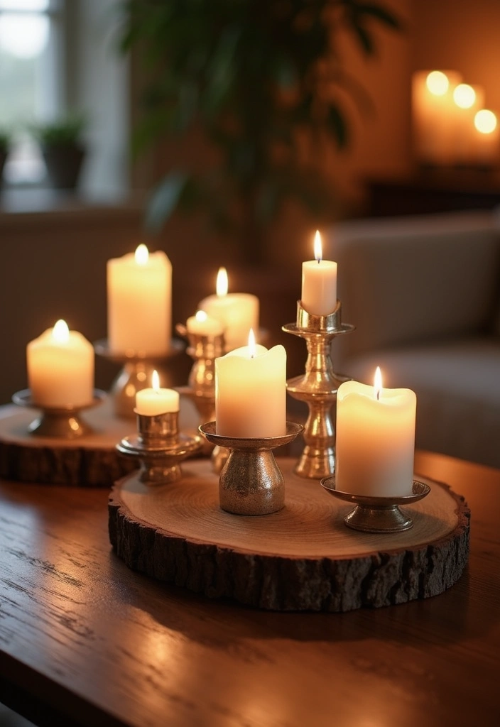 28 Silver and Wood Living Room Decor Ideas for Elegant Contrast 25 28 Silver and Wood Living Room Decor Ideas for Elegant Contrast - 7. Silver Candles in Wooden Holders