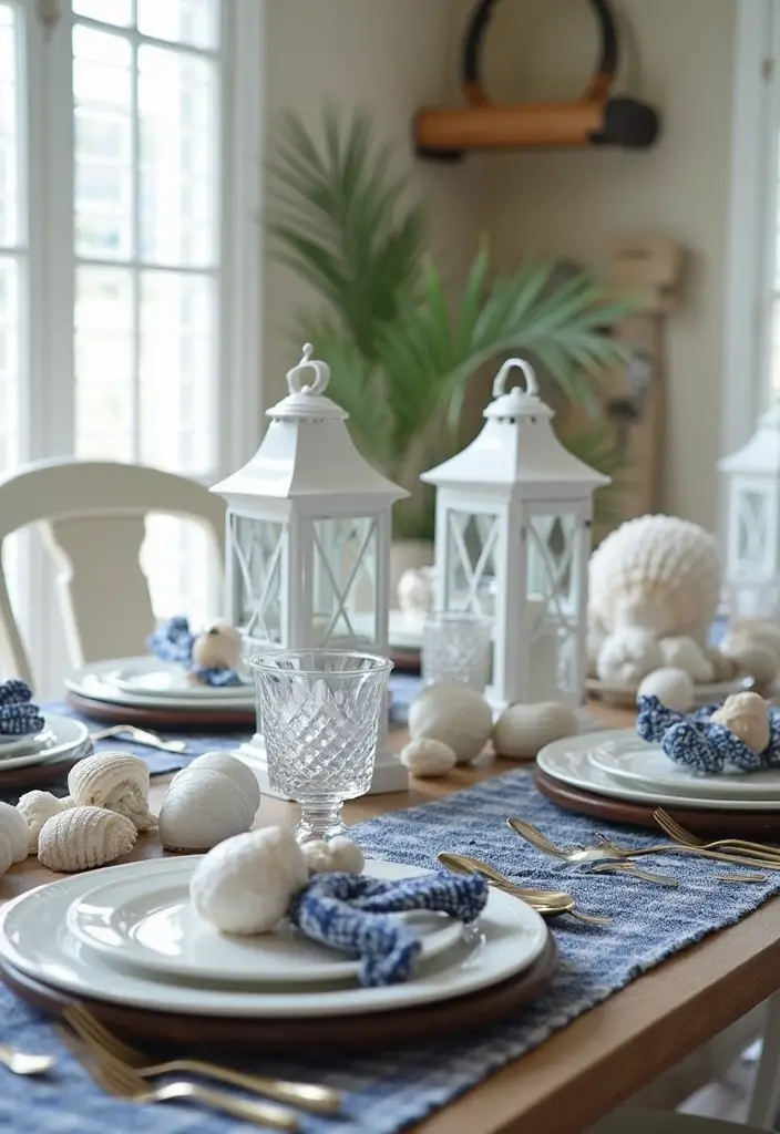 28 Wood Dining Room Table Decor Ideas for Every Season 31 28 Wood Dining Room Table Decor Ideas for Every Season - 11. Nautical Summer Theme