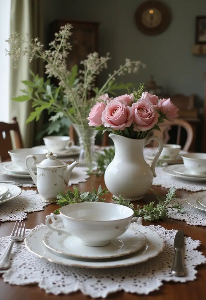 28 Wood Dining Room Table Decor Ideas for Every Season 34 28 Wood Dining Room Table Decor Ideas for Every Season - 14. Vintage Charm