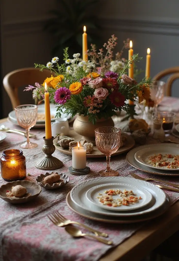 28 Wood Dining Room Table Decor Ideas for Every Season 39 28 Wood Dining Room Table Decor Ideas for Every Season - 15. Chic Bohemian Style