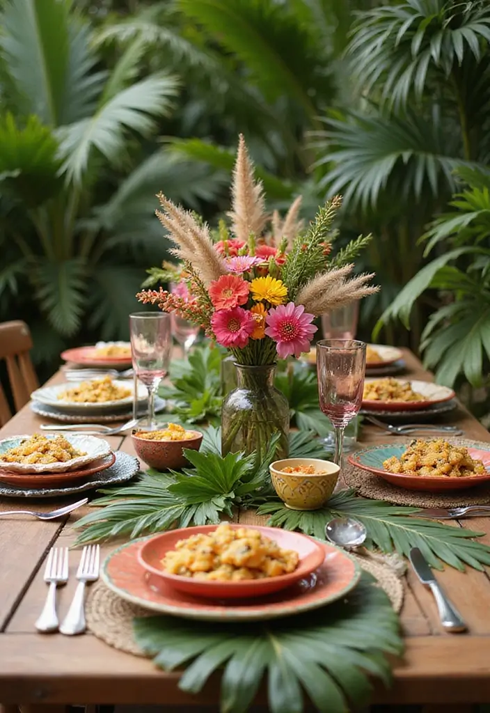 28 Wood Dining Room Table Decor Ideas for Every Season 46 28 Wood Dining Room Table Decor Ideas for Every Season - 16. Tropical Paradise