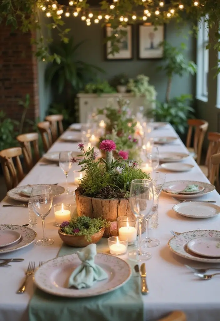 28 Wood Dining Room Table Decor Ideas for Every Season 56 28 Wood Dining Room Table Decor Ideas for Every Season - 18. Whimsical Fairy Garden