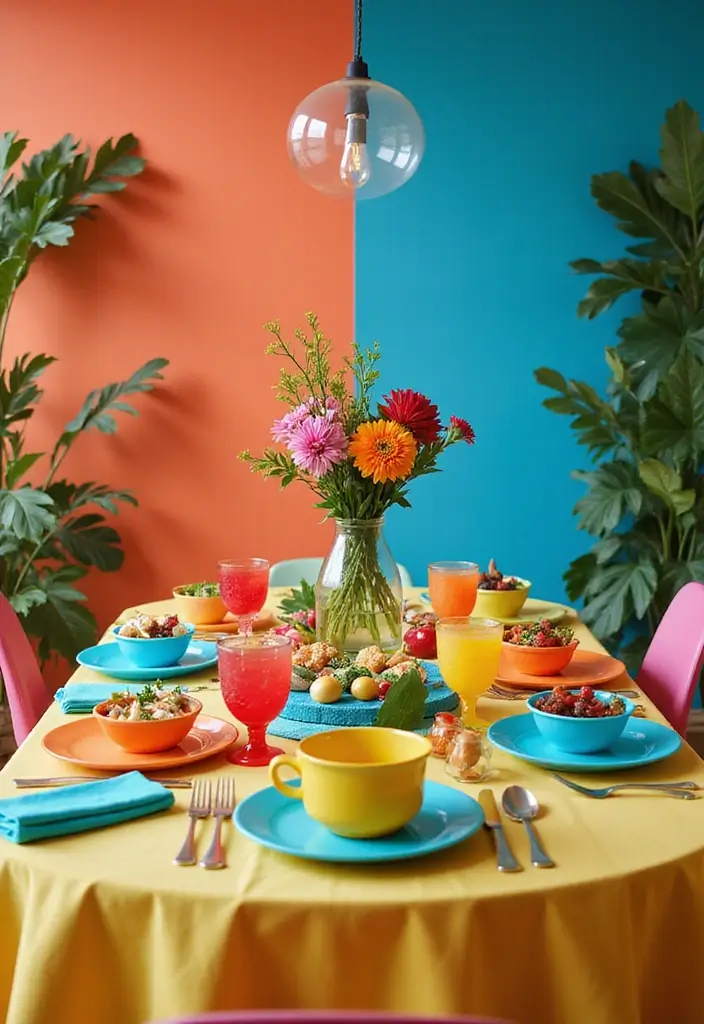 28 Wood Dining Room Table Decor Ideas for Every Season 63 28 Wood Dining Room Table Decor Ideas for Every Season - 19. Color Blocked Fun