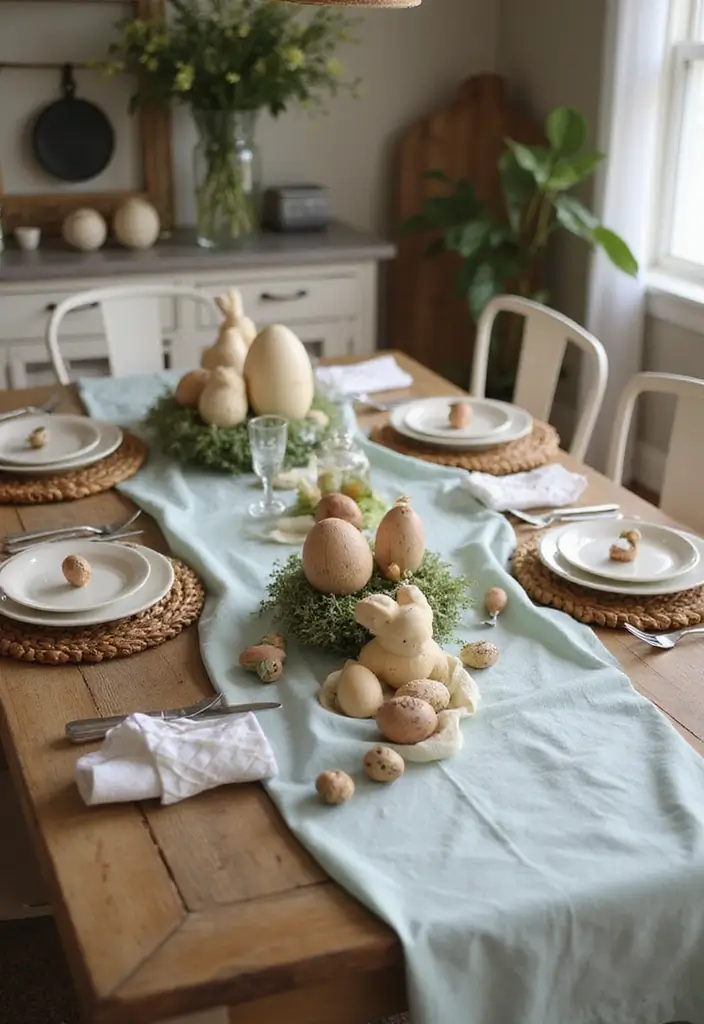 28 Wood Dining Room Table Decor Ideas for Every Season 2 28 Wood Dining Room Table Decor Ideas for Every Season - 2. Rustic Easter Charm