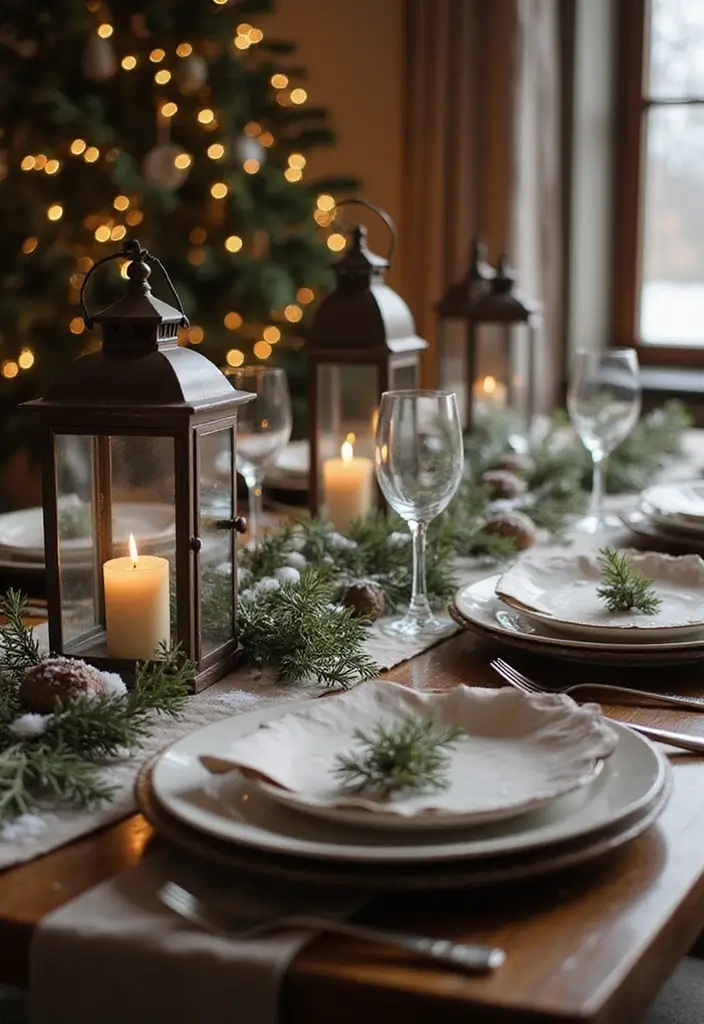 28 Wood Dining Room Table Decor Ideas for Every Season 11 28 Wood Dining Room Table Decor Ideas for Every Season - 5. Cozy Winter Wonderland