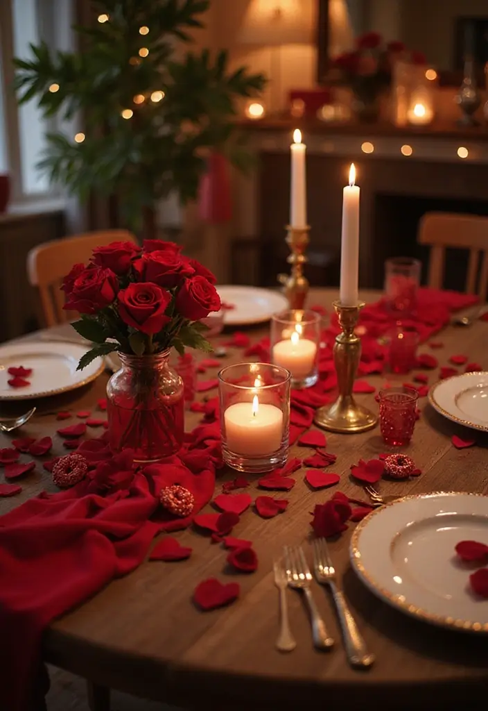 28 Wood Dining Room Table Decor Ideas for Every Season 18 28 Wood Dining Room Table Decor Ideas for Every Season - 6. Valentine's Day Romance
