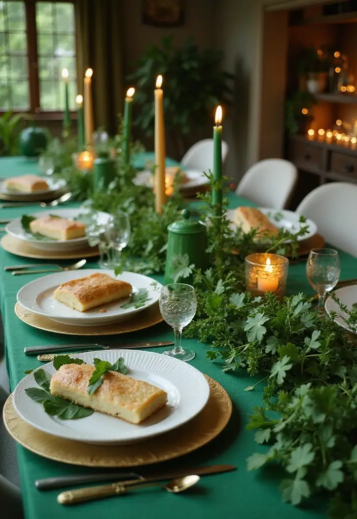 28 Wood Dining Room Table Decor Ideas for Every Season 21 28 Wood Dining Room Table Decor Ideas for Every Season - 7. St. Patrick's Day Greenery
