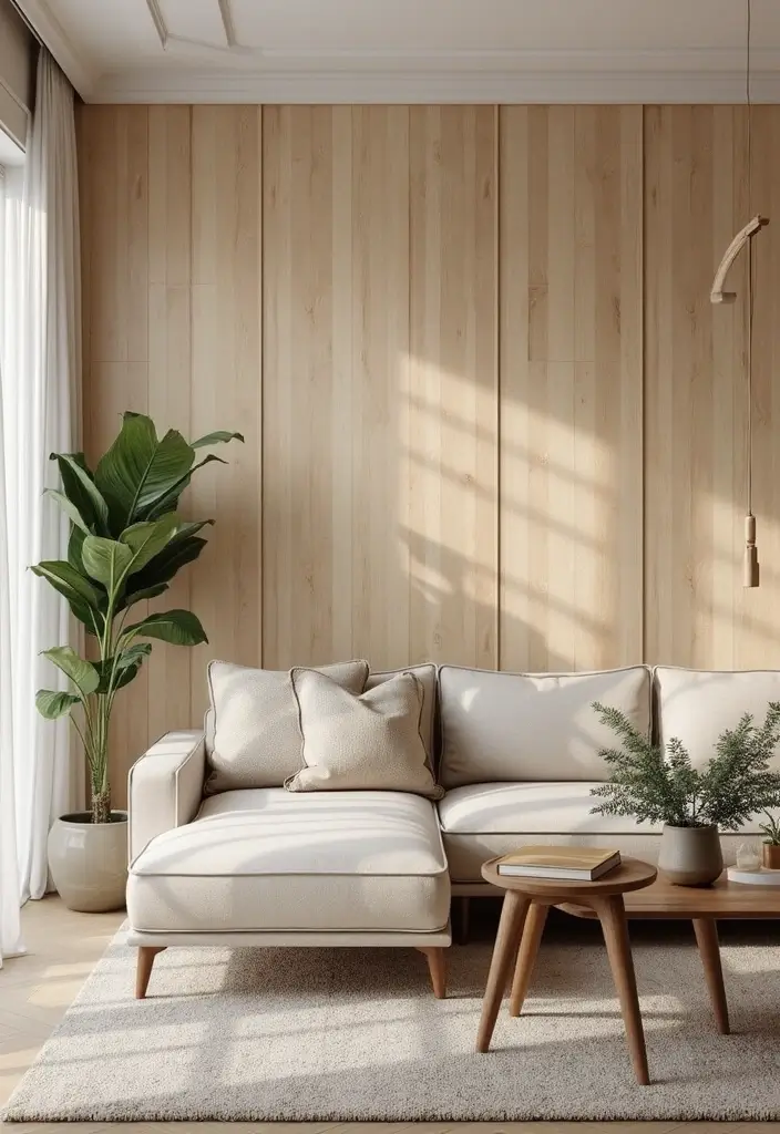 30 Beige and Wood Living Room Decor Ideas for a Soft Natural Style 43 30 Beige and Wood Living Room Decor Ideas for a Soft Natural Style - 17. DIY Wooden Wall Panels