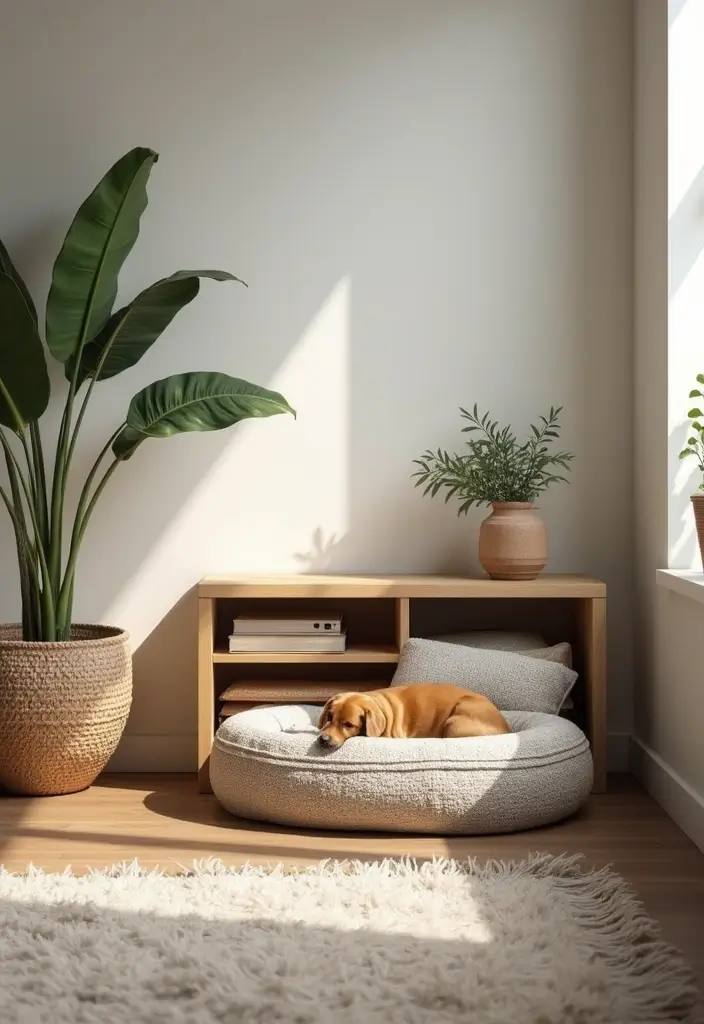 30 Beige and Wood Living Room Decor Ideas for a Soft Natural Style 51 30 Beige and Wood Living Room Decor Ideas for a Soft Natural Style - 23. Beige and Wood Pet Spaces