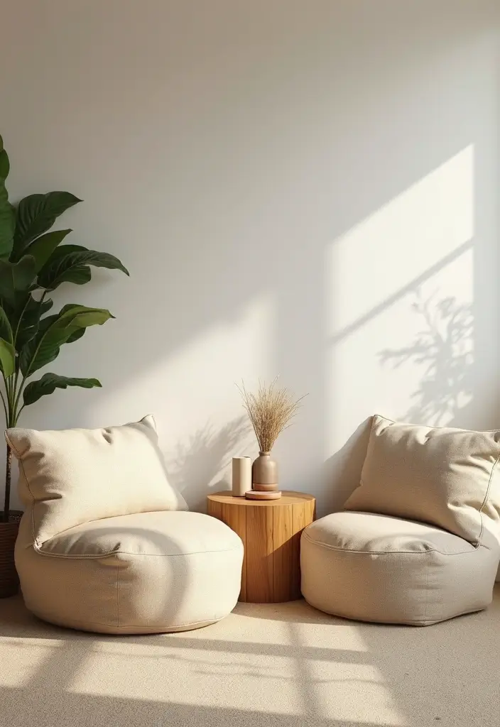 30 Beige and Wood Living Room Decor Ideas for a Soft Natural Style 18 30 Beige and Wood Living Room Decor Ideas for a Soft Natural Style - 6. Cozy Bean Bags