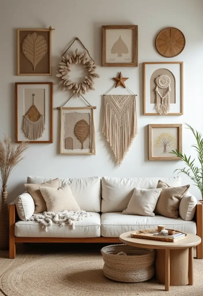 30 Beige and Wood Living Room Decor Ideas for a Soft Natural Style 19 30 Beige and Wood Living Room Decor Ideas for a Soft Natural Style - 7. Rustic Wall Art