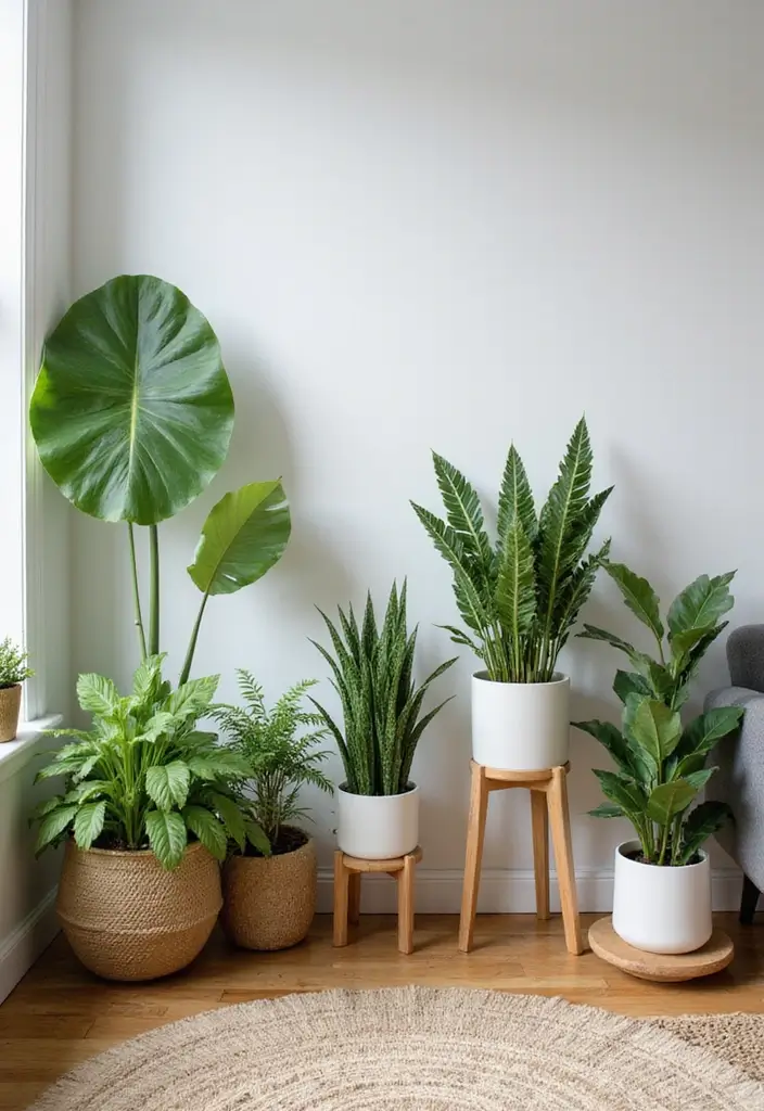 30 Beige and Wood Living Room Decor Ideas for a Soft Natural Style 20 30 Beige and Wood Living Room Decor Ideas for a Soft Natural Style - 8. Plant Corner