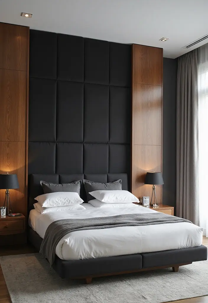 30 Black and Wood Bedroom Decor Ideas for a Modern Contrast 55 30 Black and Wood Bedroom Decor Ideas for a Modern Contrast - 15. Black and Wood Headboard Designs