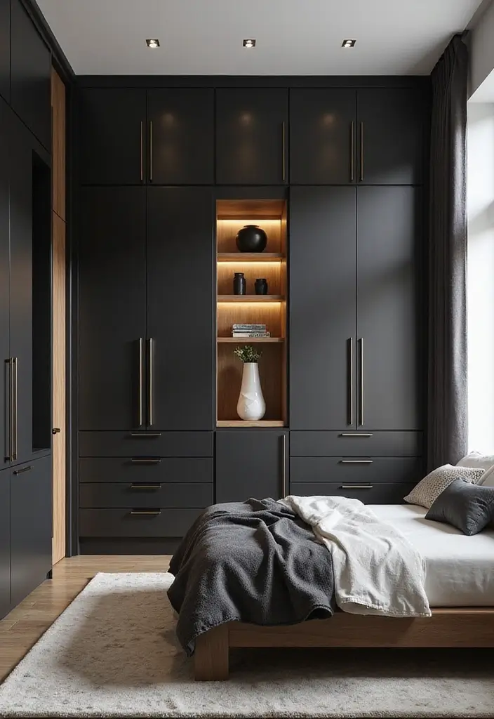 30 Black and Wood Bedroom Decor Ideas for a Modern Contrast 59 30 Black and Wood Bedroom Decor Ideas for a Modern Contrast - 19. Black and Wood Storage Solutions