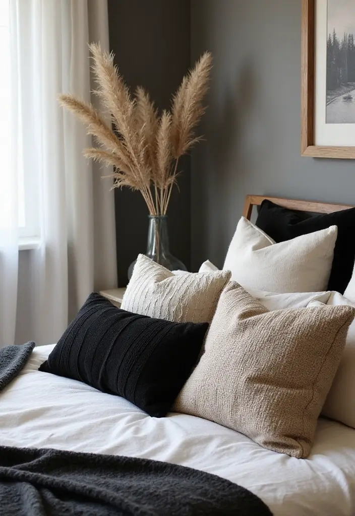 30 Black and Wood Bedroom Decor Ideas for a Modern Contrast 70 30 Black and Wood Bedroom Decor Ideas for a Modern Contrast - 22. Black and Wood Decorative Pillows