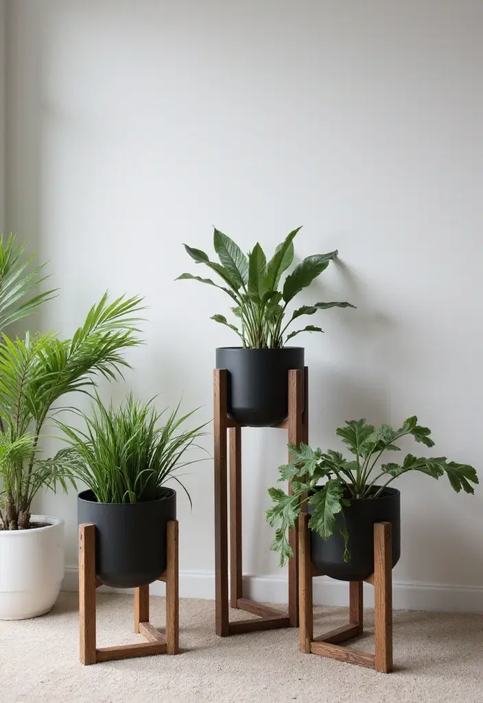 30 Black and Wood Bedroom Decor Ideas for a Modern Contrast 92 30 Black and Wood Bedroom Decor Ideas for a Modern Contrast - 30. Black and Wood Plant Holders