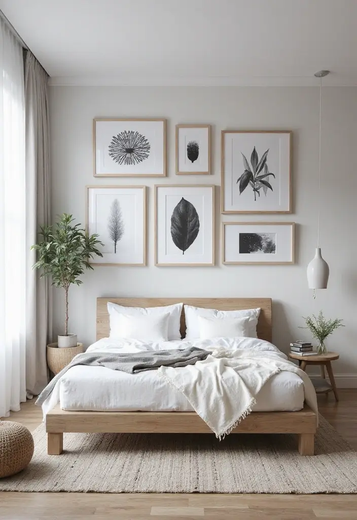 30 Black and Wood Bedroom Decor Ideas for a Modern Contrast 21 30 Black and Wood Bedroom Decor Ideas for a Modern Contrast - 7. Wooden Frames with Black Artwork