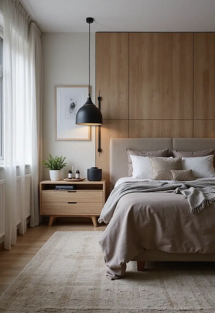 30 Black and Wood Bedroom Decor Ideas for a Modern Contrast 29 30 Black and Wood Bedroom Decor Ideas for a Modern Contrast - 9. Black Decorative Accents on Wooden Furniture