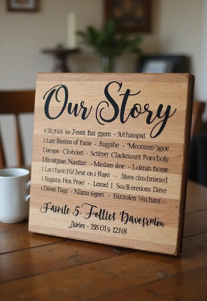 30 DIY Family Wood Sign Ideas for Personalized Wall Decor 73 30 DIY Family Wood Sign Ideas for Personalized Wall Decor - 23. Our Story Sign