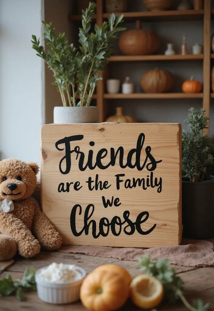 30 DIY Family Wood Sign Ideas for Personalized Wall Decor 80 30 DIY Family Wood Sign Ideas for Personalized Wall Decor - 24. Friends are the Family We Choose Sign