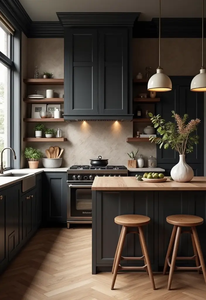 30 Dark Wood Kitchen Cabinet Decor Ideas for a Sophisticated Home - 10. Dark Wood Furniture Pairing