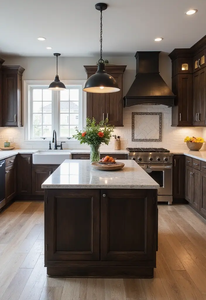 30 Dark Wood Kitchen Cabinet Decor Ideas for a Sophisticated Home - 14. Statement Islands