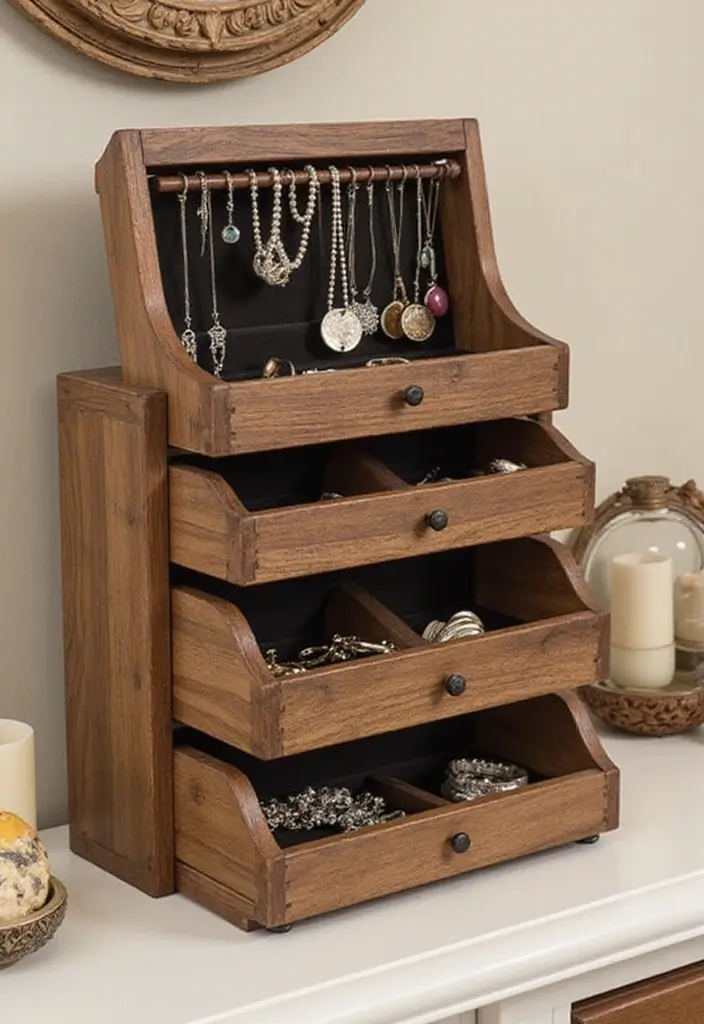 30 Scrap Wood DIY Projects for Cozy Home Decorations 55 30 Scrap Wood DIY Projects for Cozy Home Decorations - 11. Wooden Jewelry Organizer