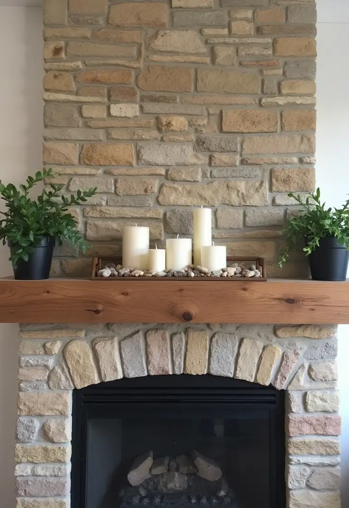 30 Stone Fireplace Decor Ideas with Wooden Mantles 45 30 Stone Fireplace Decor Ideas with Wooden Mantles - 13. Decorative Trays