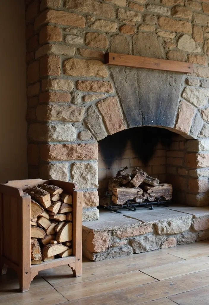 30 Stone Fireplace Decor Ideas with Wooden Mantles 46 30 Stone Fireplace Decor Ideas with Wooden Mantles - 14. Firewood Stacks