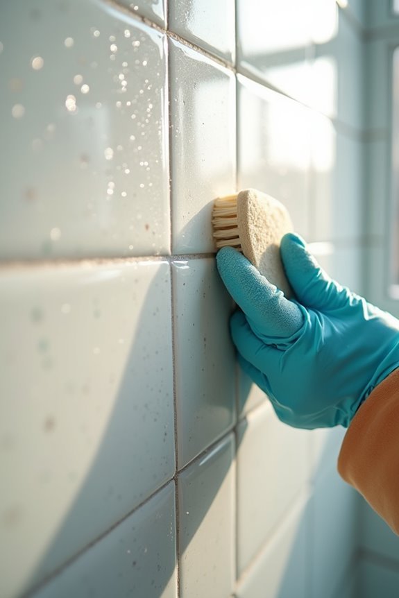clean tiles scrub grout thoroughly