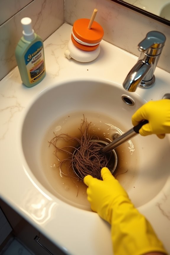 drain clogs hair soap debris buildup