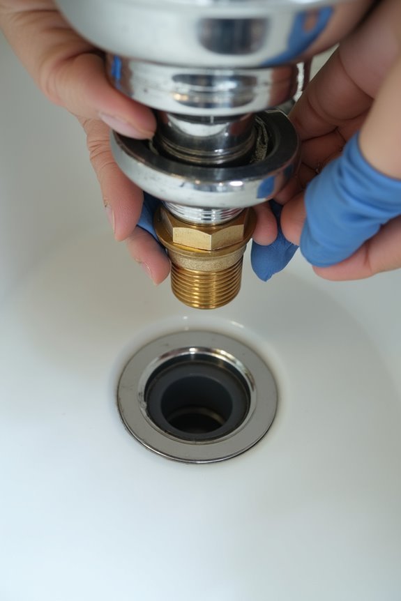 install new drain assembly and p trap