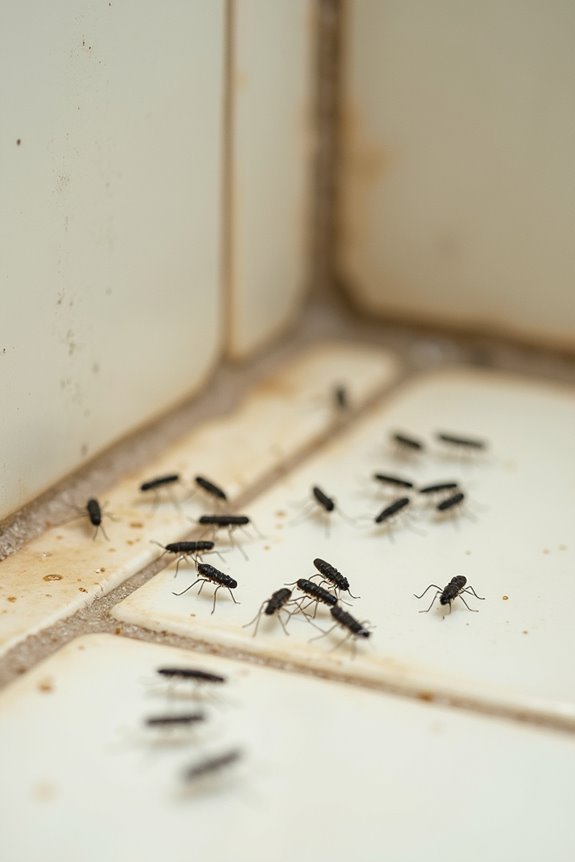 springtails signal moisture problem in bathroom