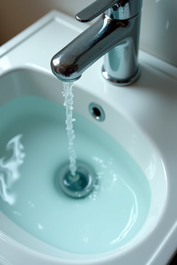 stagnant bathroom water harboring bacteria