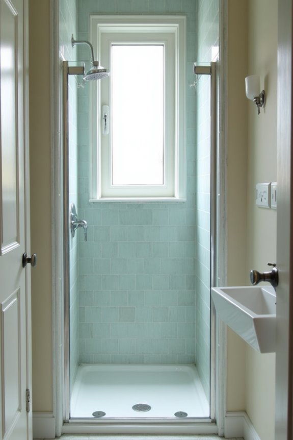 three quarter bathroom with compact shower