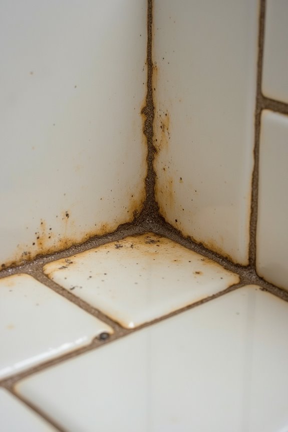 urine sinks beyond grout